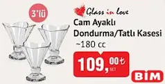 GLASS İN LOVE CAM AYAKLI DONDURMA/TATLI KASESİ 180 CC 3'LÜ